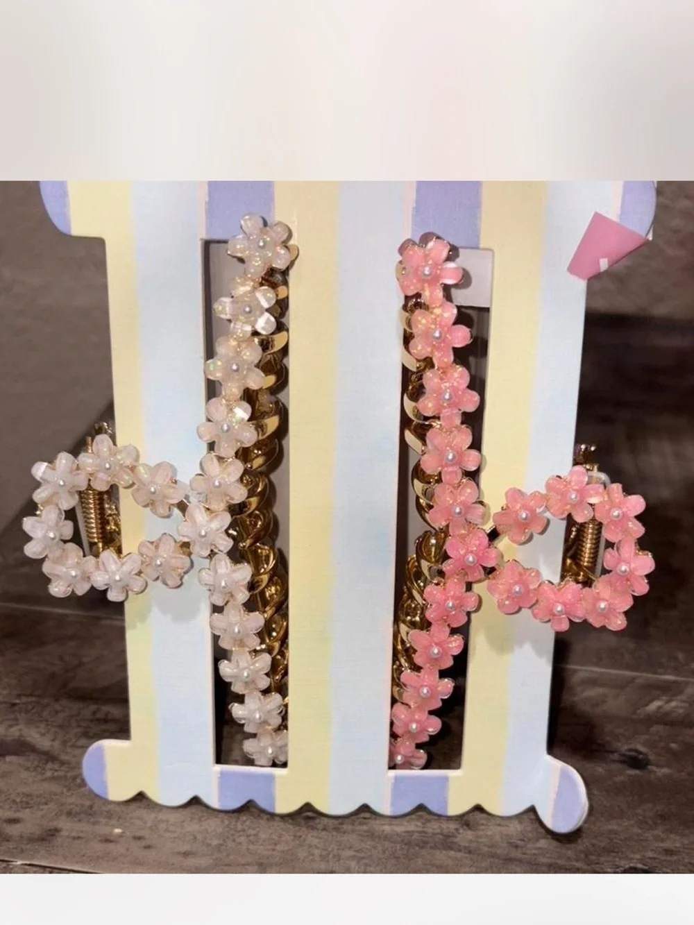 ✨ BRAND NEW SUNDAY STATE FLOWER CLAW CLIP SET ✨🌸 pink and ivory